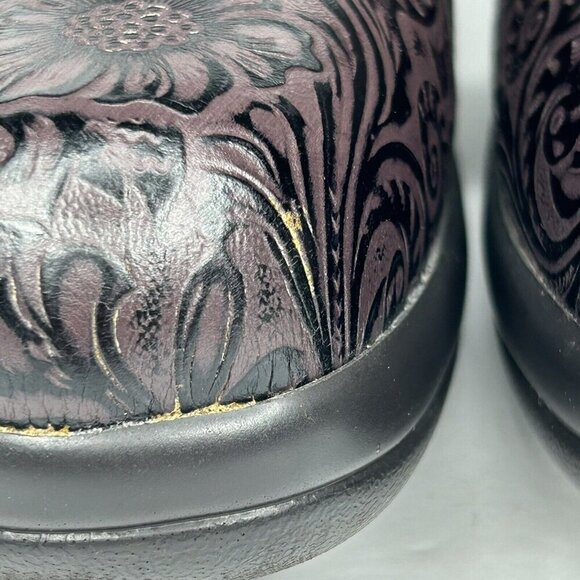 Alegria Shoes EU 40 US 9.5/10 Joleen Molasses Tooled Brown Leather Comfort Clog - Picture 4 of 12